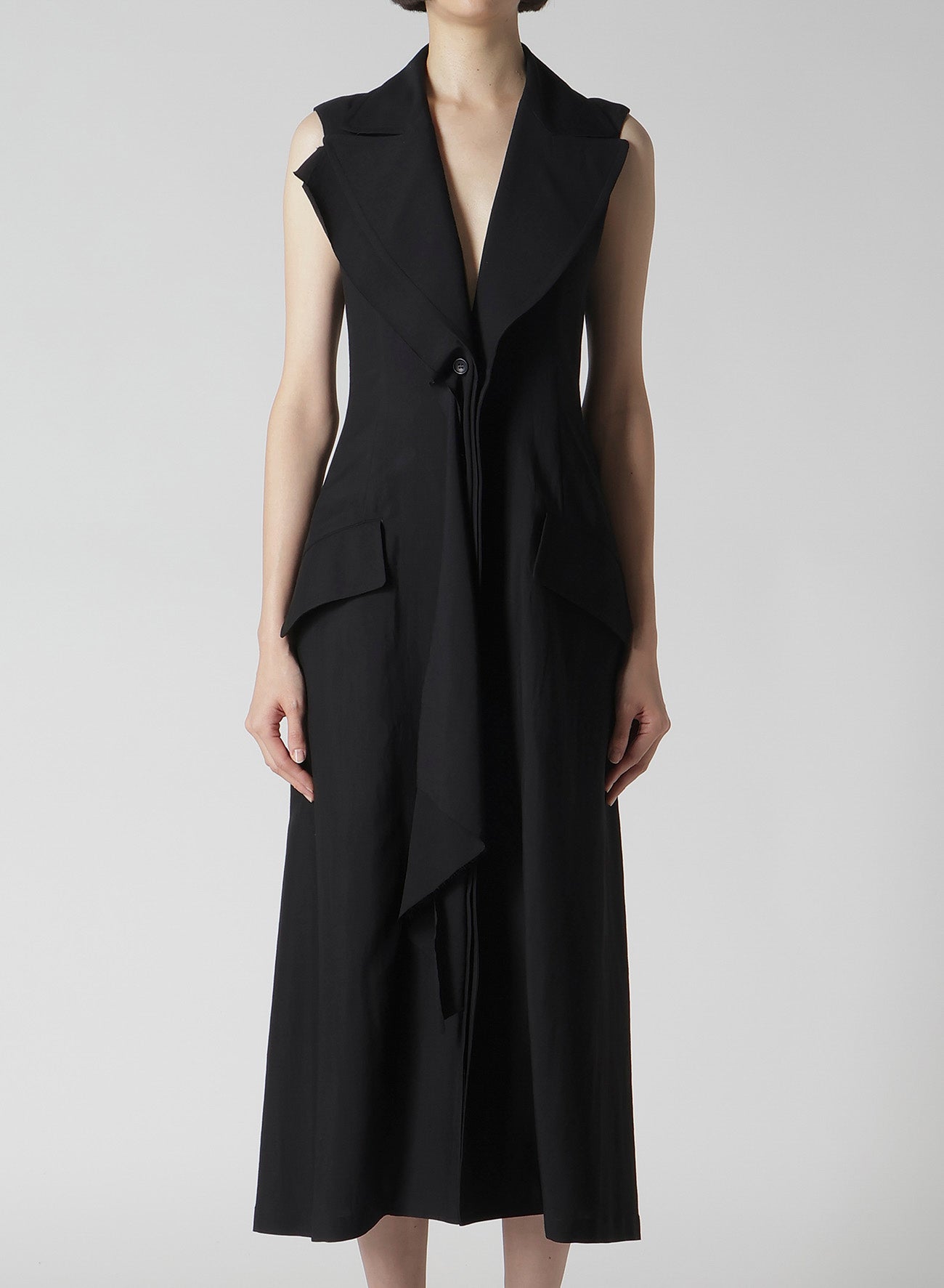 Elegant Cu/W High Twisted Gabardine Front Draped Sleeveless Dress for Women | Formal & Cocktail Party Wear | Office & Evening Occasion Outfit