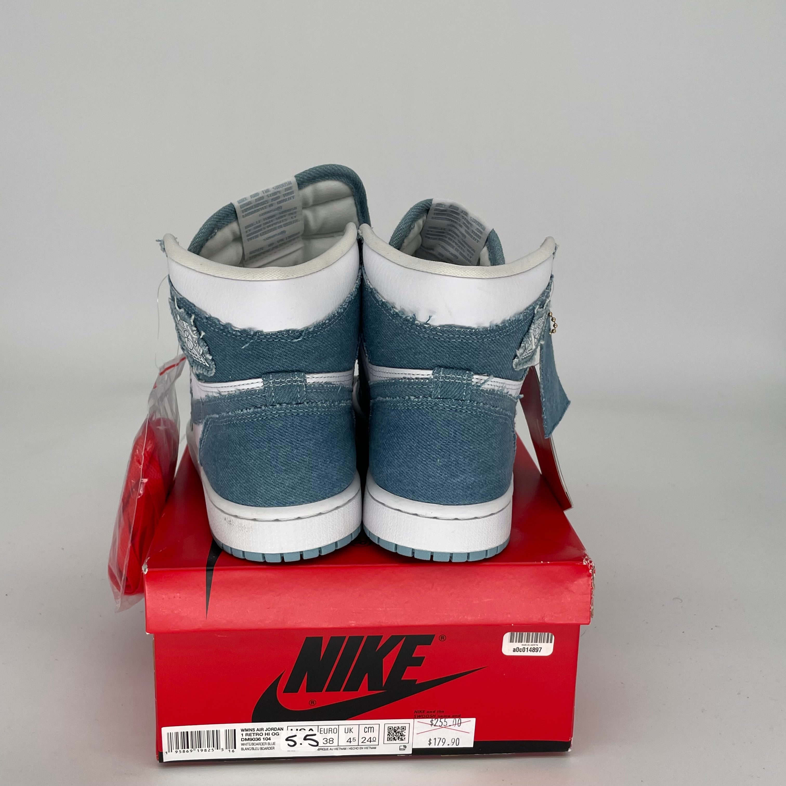 AIR JORDAN 1 DENIM WOMEN'S SNEAKERS SIZE 5.5/7W - DM9036-104 | Retro High-Top Basketball Shoes for Women, Streetwear Fashion & Casual Wear