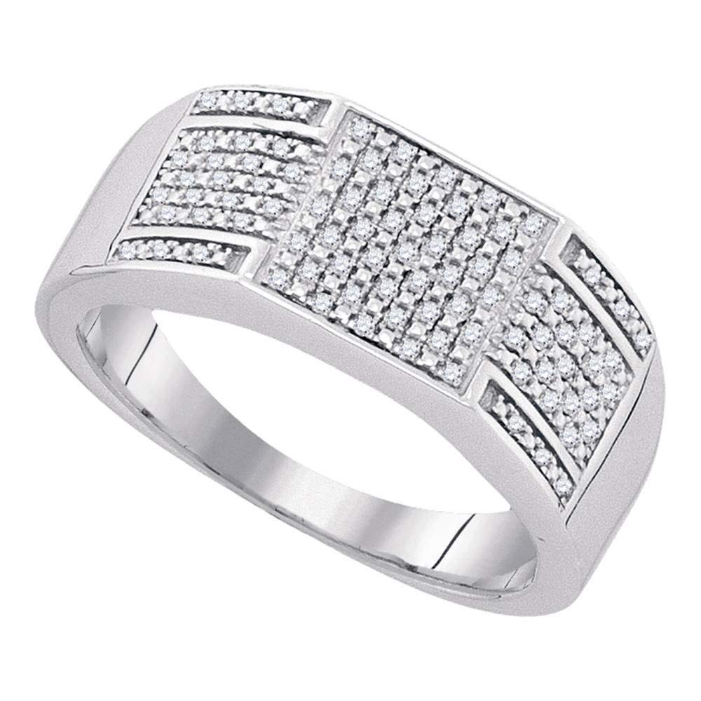 Sterling Silver Men's Round Diamond Square Top Band Ring - 1/4 CTTW - Perfect for Weddings, Anniversaries & Special Occasions