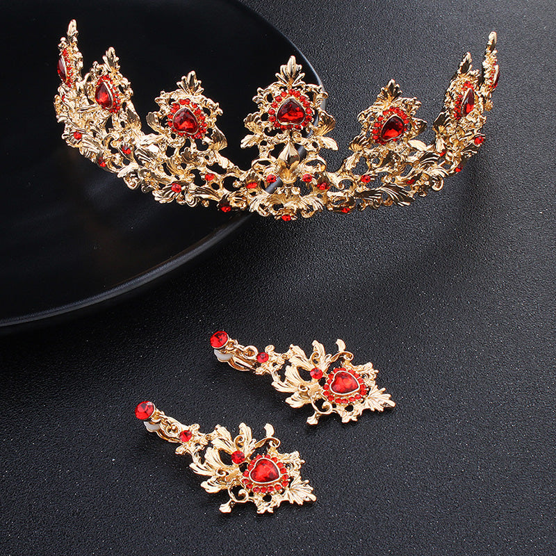 Sparkling Rhinestone Wedding Earrings and Tiara Crown Set – Elegant Bridal Jewelry for Weddings, Prom, and Special Occasions