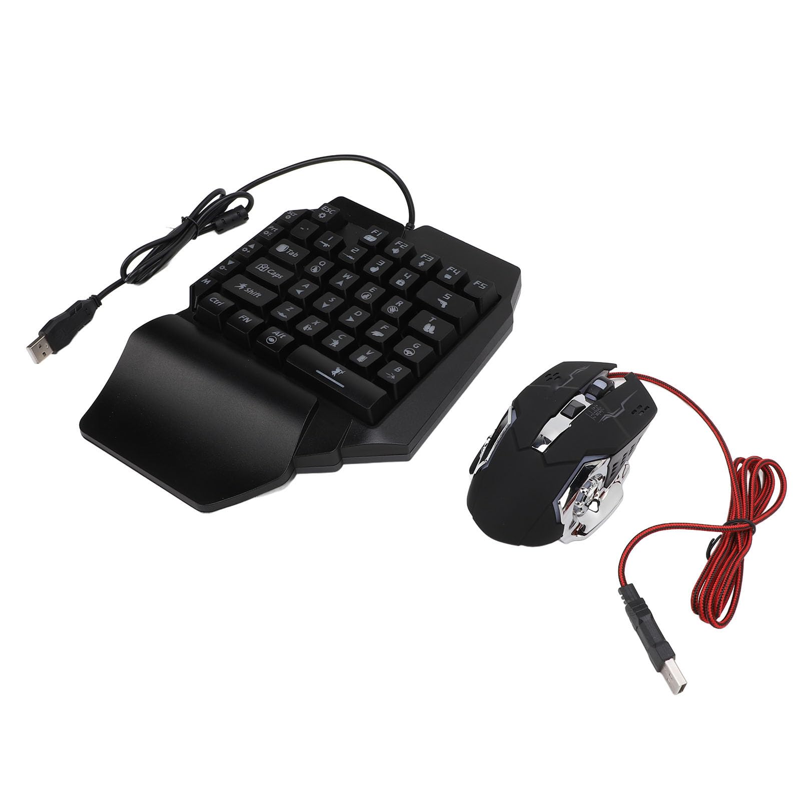 One-Handed Gaming Keyboard and Mouse Combo - RGB Backlit Wired Mini Keyboard with 3-in-1 Mobile Game Controller | Perfect for PC, PS4, Xbox Gaming at Home, Dorm, Travel & Esports Tournaments