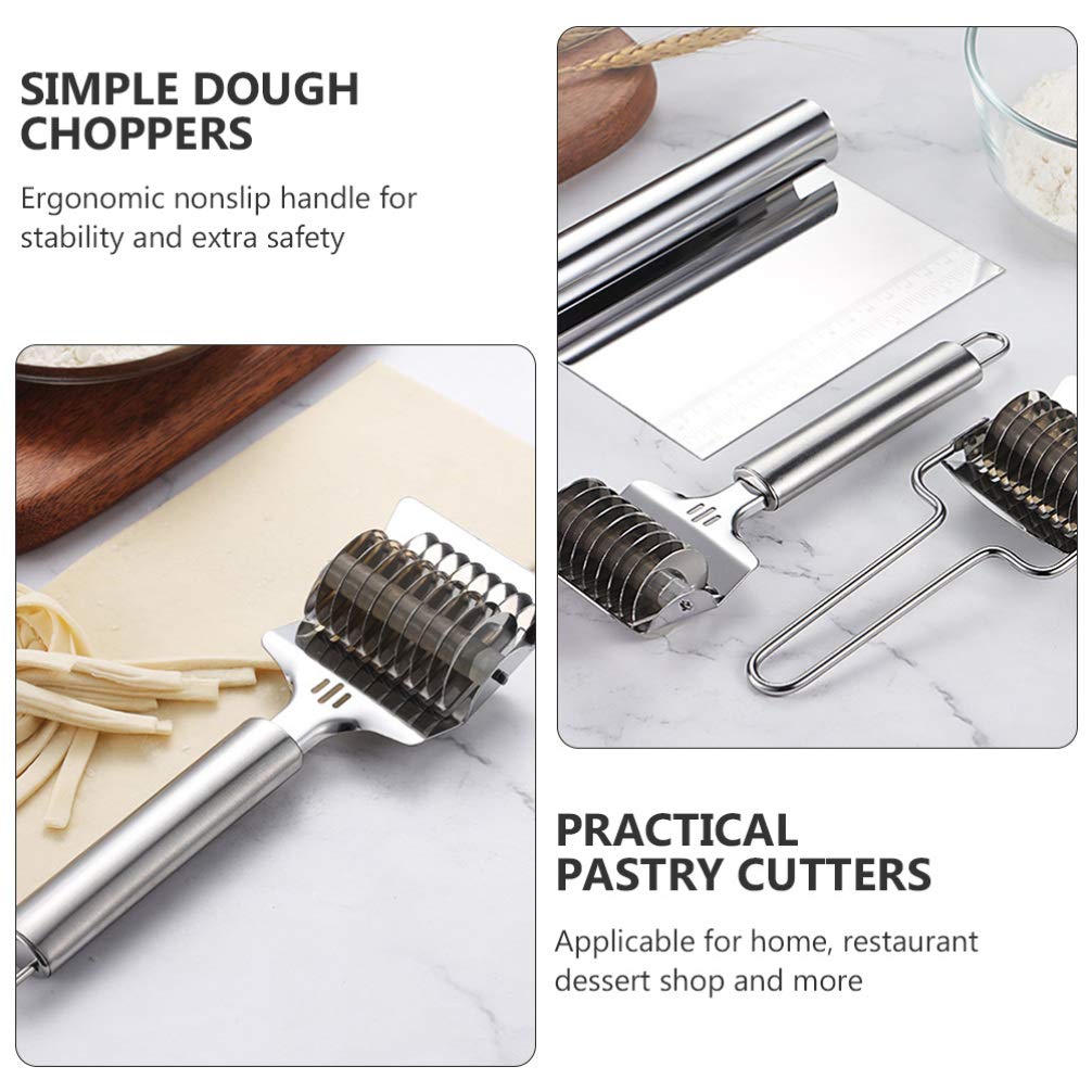 3-Piece Hemoton Bread Dough Scraper Set - Stainless Steel Bench Scraper, Dough Cutter & Bowl Scraper for Baking, Pasta Making, Cake Decorating | Perfect for Bread, Pizza Dough, Fondant Icing & Kitchen Prep