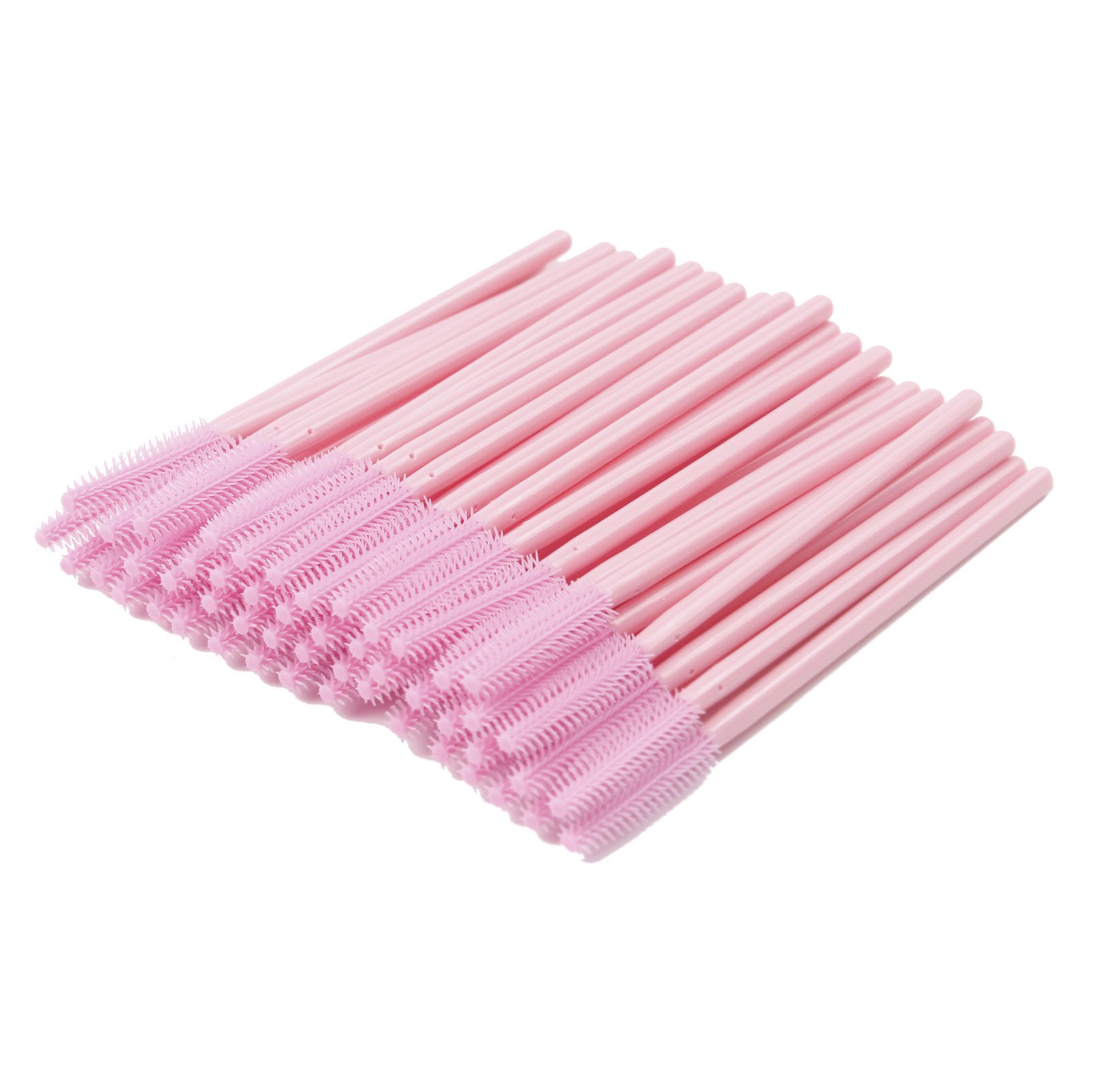 Disposable Silicone Eyelash Mascara Brushes - Pack of 100, Tower Shape-8 Eyebrow & Eyelash Applicator Wands, Pink Makeup Tool Kit | Perfect for Professional Salons, Home Makeup & Travel Beauty Essentials