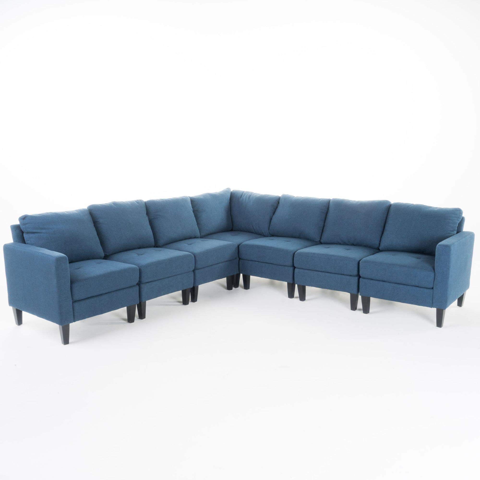 7-Piece Prussian Blue Contemporary Sectional Sofa Set - 35.5