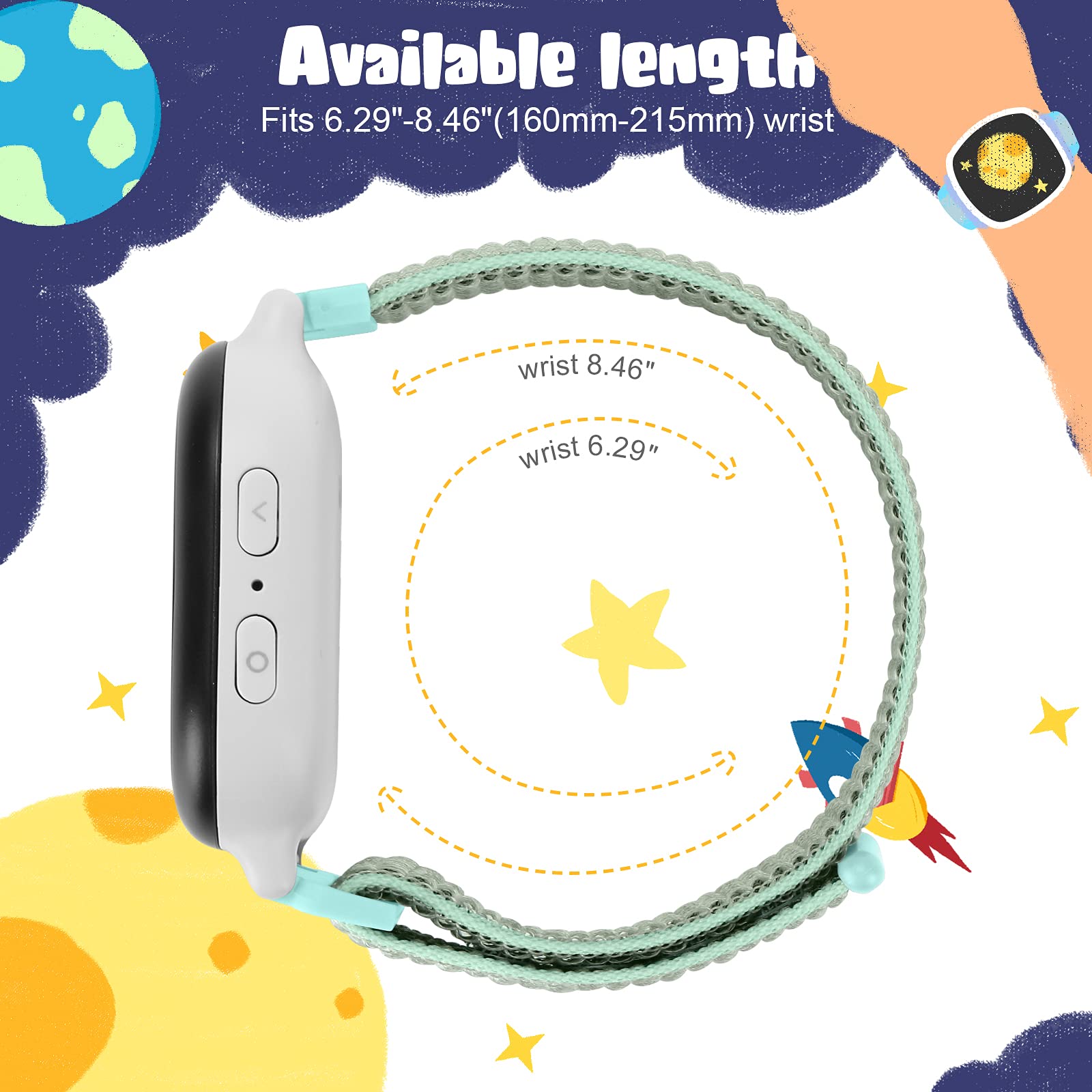 MHunter Kids Nylon Watch Band - 20mm Soft Breathable Sport Hook Loop Strap for Gizmo Watch 3 2 1 / Gabb Watch 3 2 1 / SyncUP Watch - Durable Replacement Smartwatch Bands for Boys & Girls - Perfect for School, Sports & Outdoor Activities