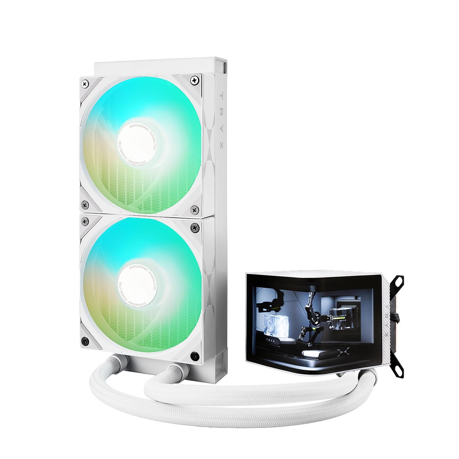 TRYXX PANORAMA 240mm AIO Liquid CPU Cooler - RGB Lighting, Black/White Options - High Performance Cooling for Gaming PCs & Workstations