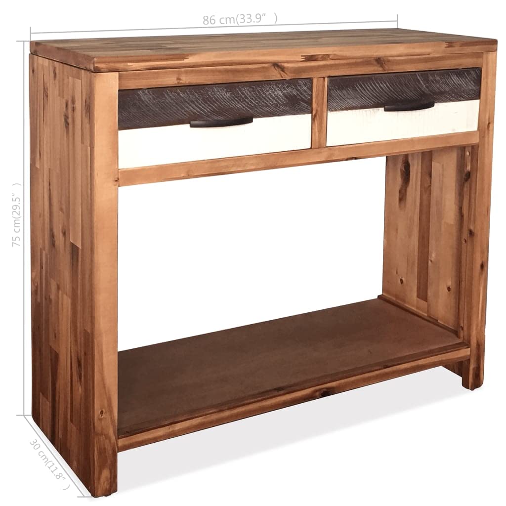 Modern Acacia Wood Console Table with Drawers - Entryway, Living Room, Bedroom Side Table - Multi-Functional for Home Office, Balcony & Coffee Table - Easy Assembly Solid Wood Furniture for Stylish Decor