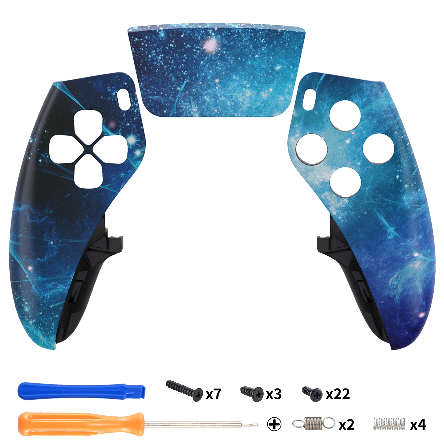 ExtremeRate Blue Nebula PS5 Edge Controller Replacement Shell - DIY Front Housing Faceplate & Touchpad Cover for Custom Gaming Setup | Compatible with PlayStation 5 Edge Wireless Controller (MLREGT005) | Perfect for Competitive Gaming, Streaming & Controller Customization
