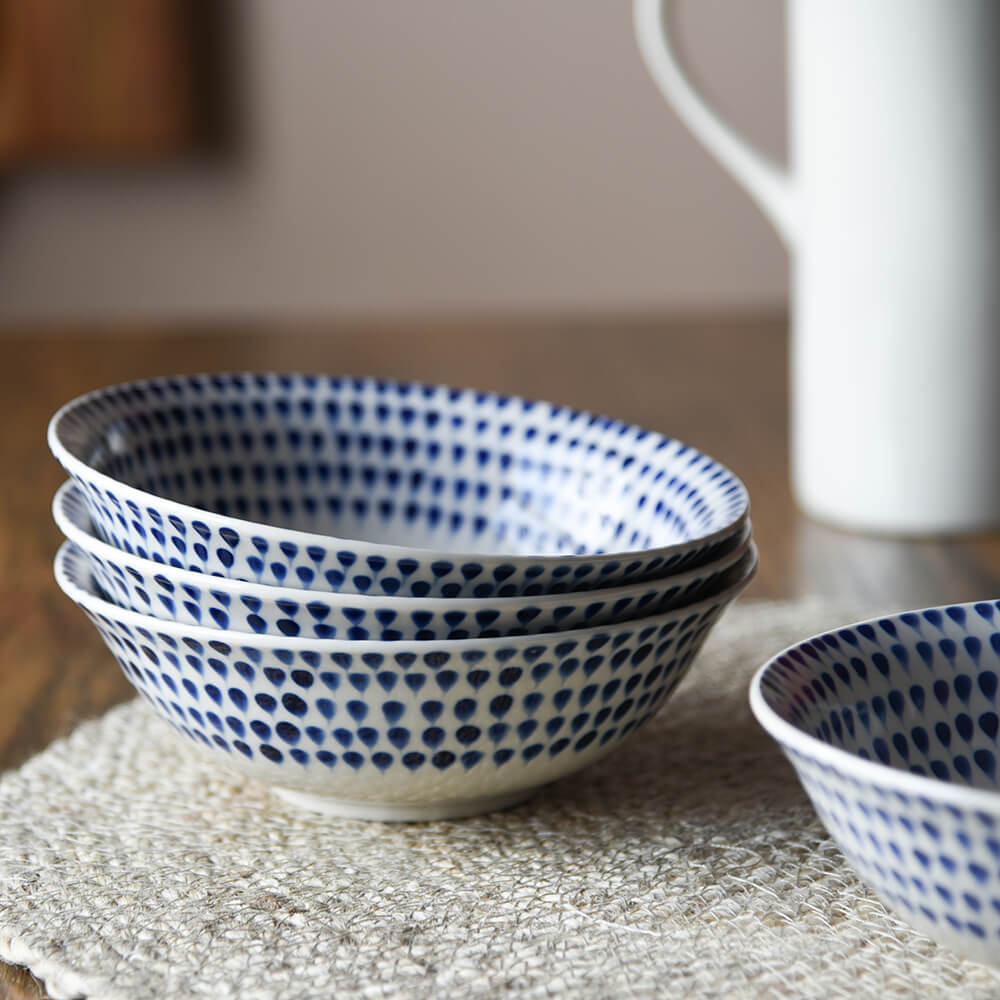 Premium Indigo Drop Ceramic Cereal Bowl - Elegant Handmade Stoneware for Breakfast, Soup, Salad, and Dessert - Perfect for Home Dining, Gifts, and Restaurant Use