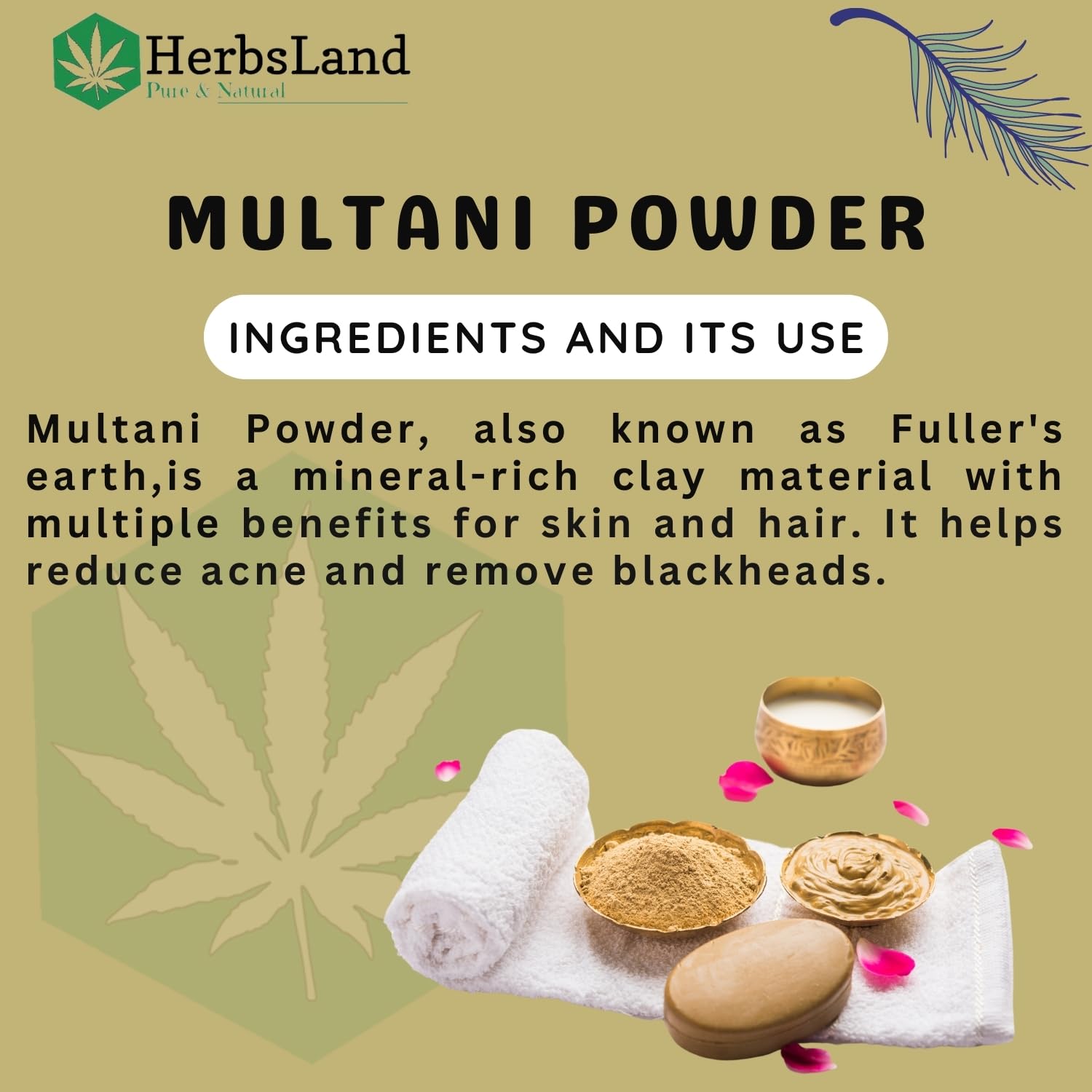 HerbsLand® 100% Pure Organic Wild Kasturi Turmeric Powder & Multani Mitti Clay Face Mask (100g Each, 200g Total) - Natural Skin Brightening & Acne Treatment for Glowing Complexion - Perfect for DIY Beauty Routines & Spa Days