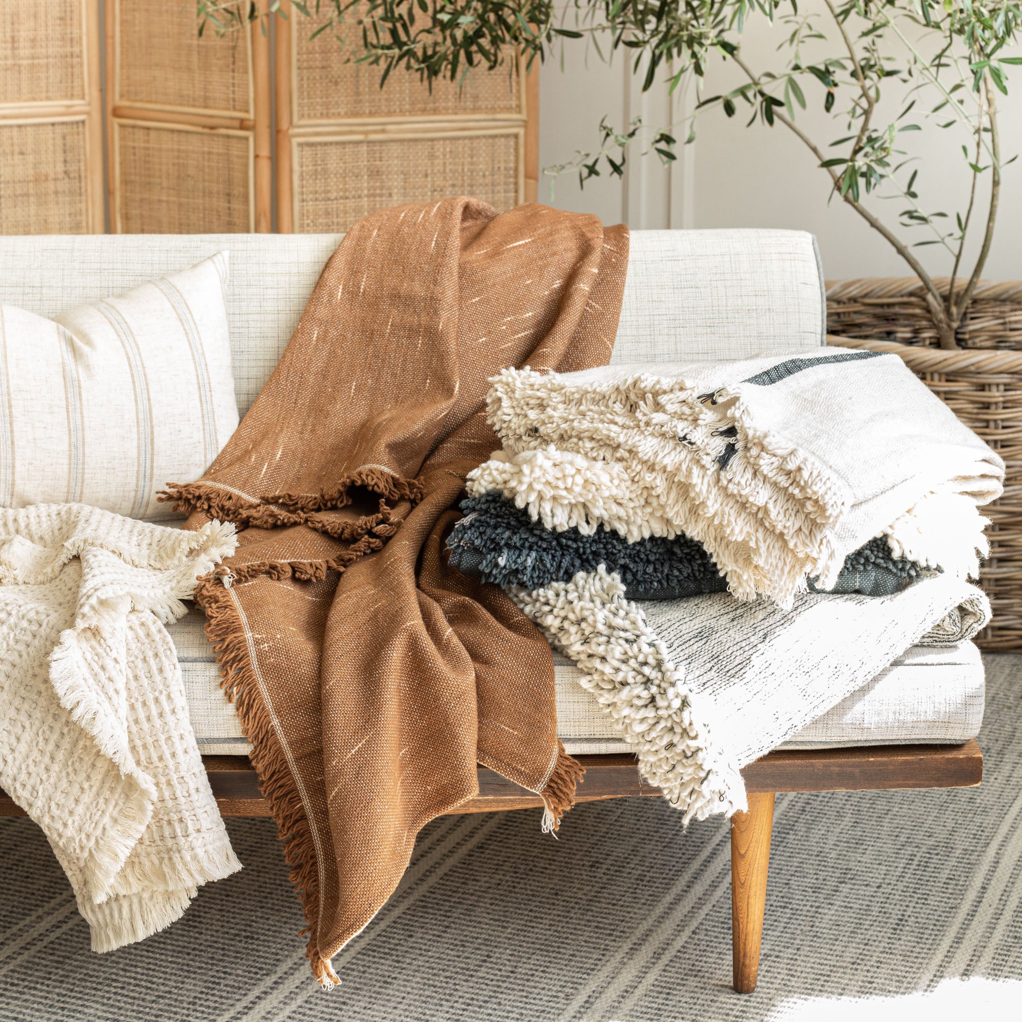 Rafael Soft & Cozy Throw Blanket - Cork Pattern - Perfect for Sofa, Bed & Home Decor - Machine Washable