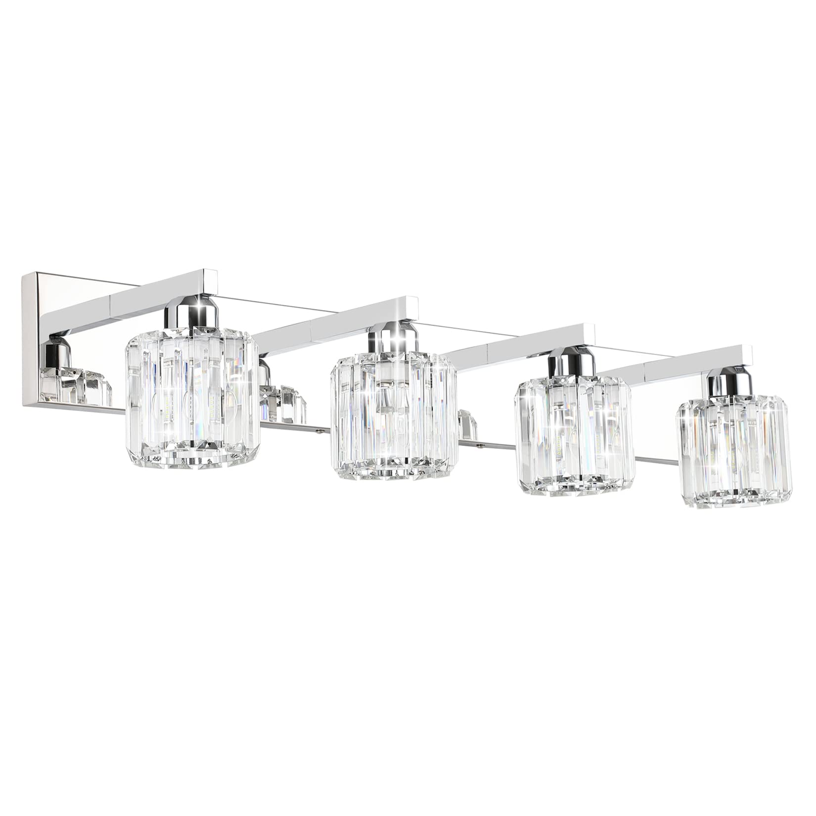 Modern Crystal Bathroom Vanity Light Fixture - 4-Light Elegant Vanity Lighting for Bathroom Mirror (Bulbs Not Included) - Perfect for Bathroom, Powder Room, and Dressing Area Makeup Lighting