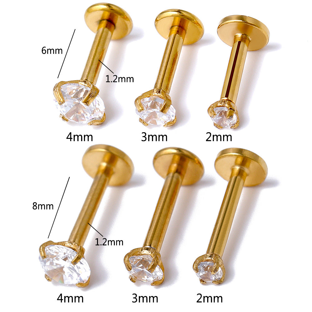 16G 6mm 7mm Stainless Steel Lip Stud Labret Back Earrings - HSPJ845 | Body Jewelry for Piercing, Cartilage, Nose & Lip Rings | Perfect for Everyday Wear & Special Occasions