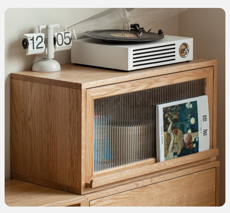 Modern Oak Solid Wood TV Stand with Free Combination Storage Shelves - Perfect for Living Room, Home Theater & Entertainment Center Organization