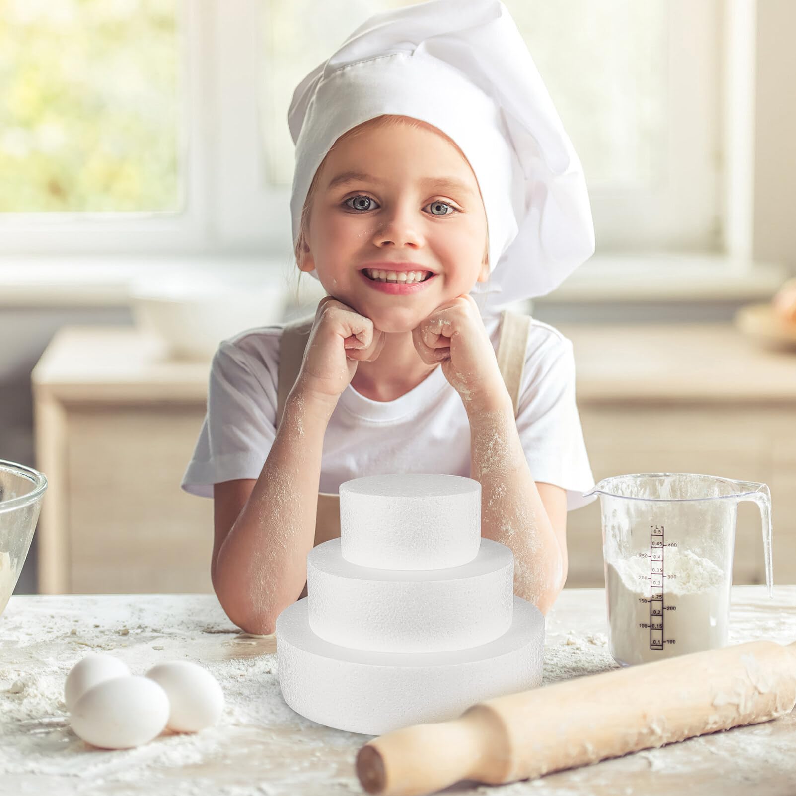 Ciieeo 3-Pack Foam Cake Dummies Circles for Wedding & Birthday Cake Decorating - Perfect for Bakeries, DIY Cake Design, and Professional Pastry Chefs