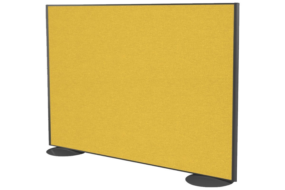 Freestanding Office Partition Screen - Black Fabric Panel with Sturdy Frame [1200H x 1400W] - Room Divider for Workspace Privacy & Open Office Layouts