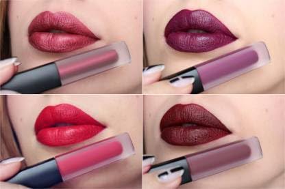 KAARM Liquid Matte Minis Lipstick Set - Red Edition (6ml) with 3-in-1 Eyeliner, Mascara & Eyebrow Pencil Combo - Pack of 7 - Perfect for Party Makeup, Date Night & Special Occasions