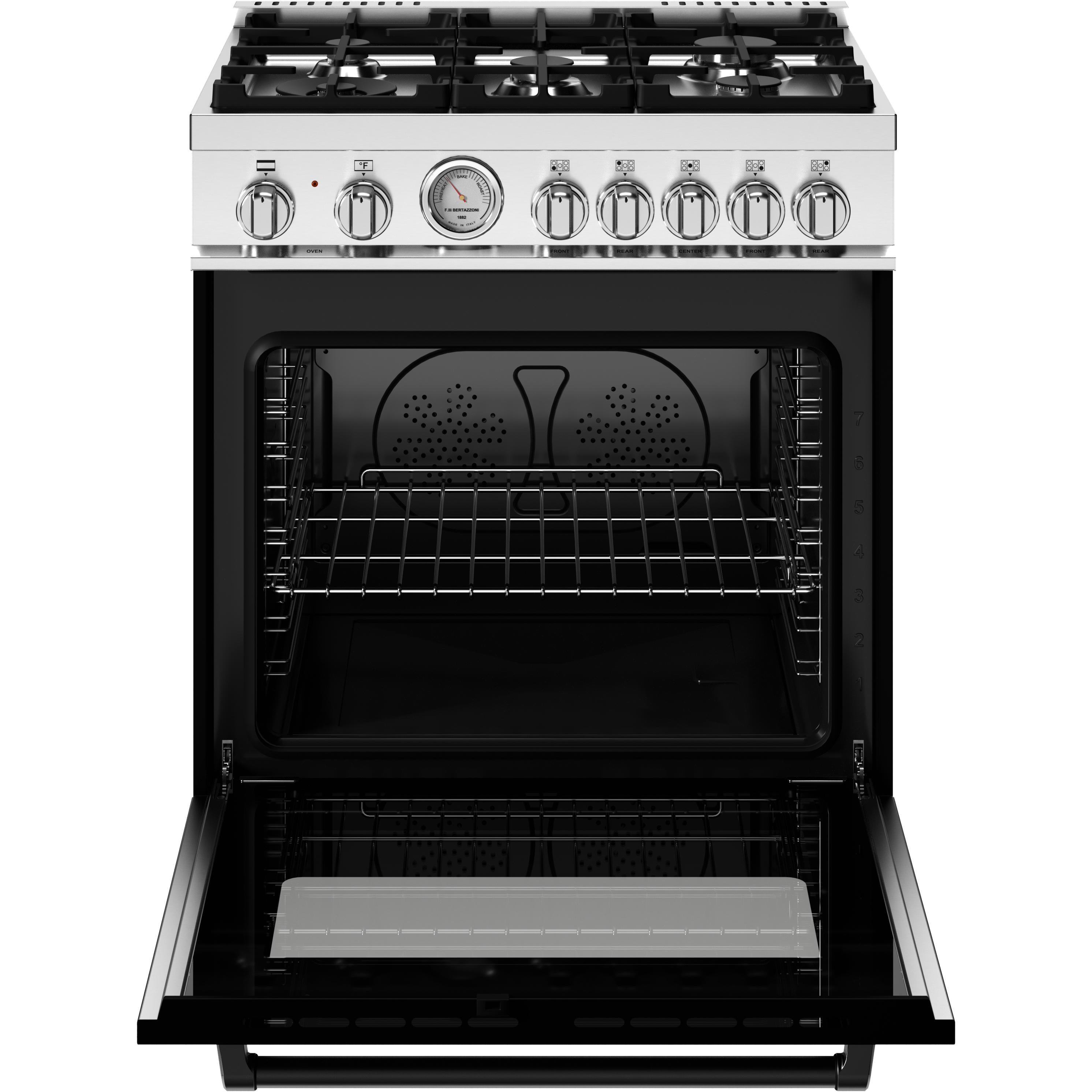 Bertazzoni 30 Inch Freestanding Dual Fuel Range MAS305DFMNEV - Professional Gas & Electric Oven for Home Chefs - Perfect for Baking, Roasting & Cooking Family Meals