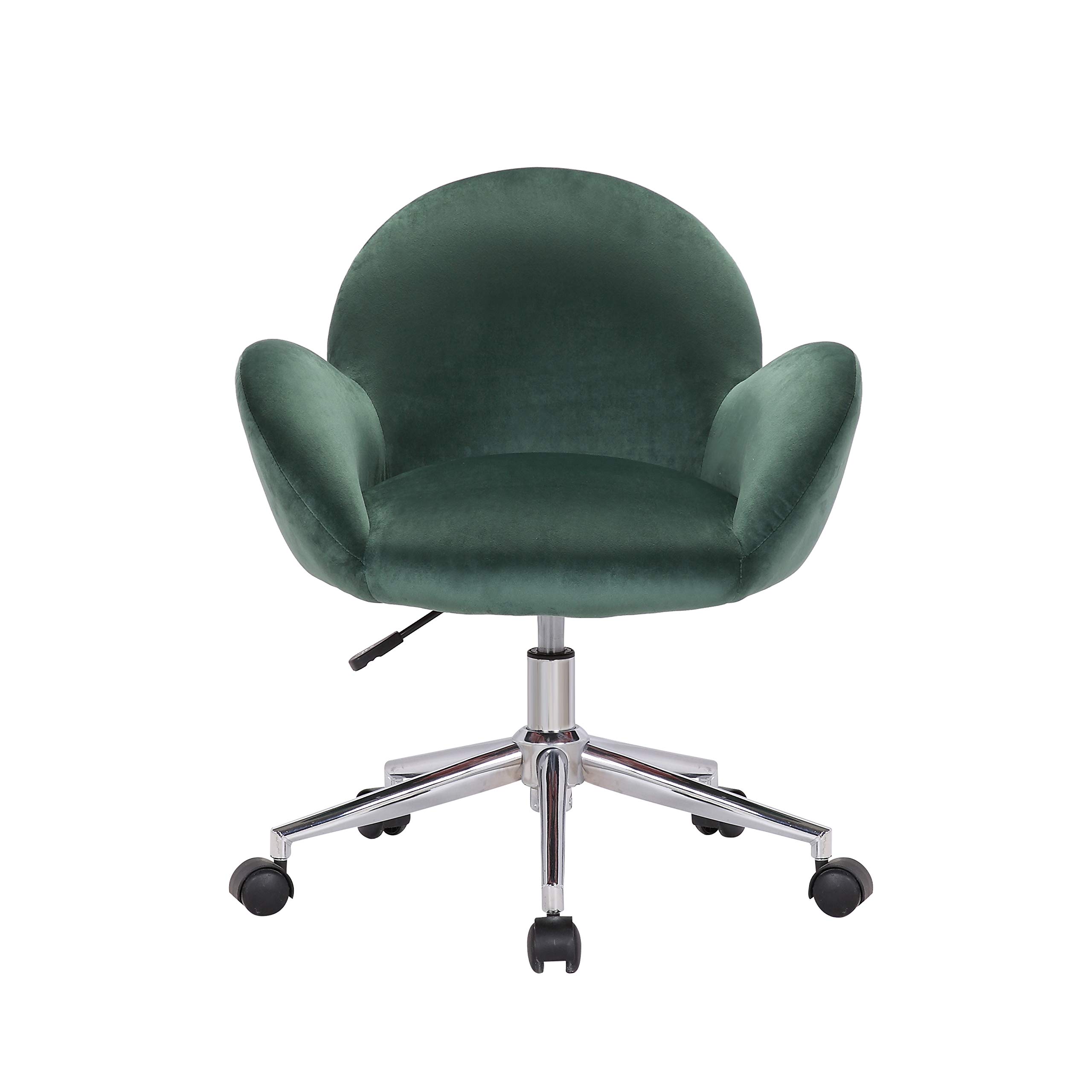 Porthos Home Quon Swivel Office Chair - Soft Velvet Upholstery, Adjustable Height, Rounded Low Back & Chrome Metal Base with Castor Wheels - Ergonomic Desk Chair for Home Office, Study Room or Workspace