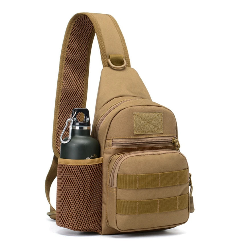 Portable Hiking & Travel Sling Shoulder Bag - MOLLE Chest Pack for Men - Outdoor Sports Bottle Pouch - Camping Hunting Fishing Backpack - Perfect for Hiking, Travel & Outdoor Adventures