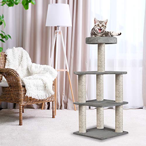 Dporticus Large Cat Tree with Scratching Posts, Condo, Hammock & Sisal-Covered Climber - 37.4