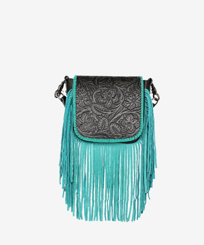 Montana West Genuine Leather Floral Fringe Crossbody Bag for Women - Stylish Boho Shoulder Purse with Adjustable Strap, Perfect for Daily Use, Travel & Festivals