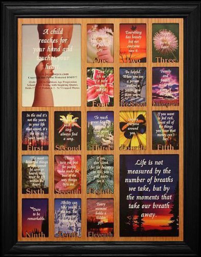 JoyceBoyce.com 12x16 JR Birth to Eighteen Photo Collage Frame - Pre-School to School Years Memory Keepsake, Black Wooden Display for Baby to Teen Photos - Perfect for Graduation Gifts, Nursery Decor & Family Wall Art