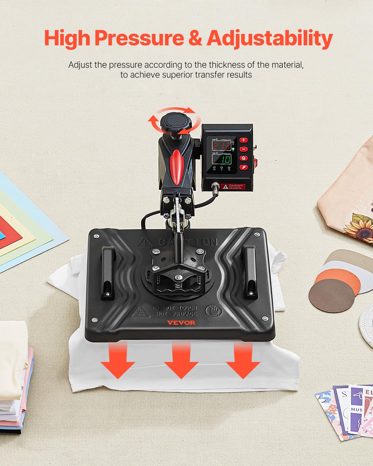 VEVOR 5 in 1 Heat Press Machine 12x15 Inch - Digital Professional T-Shirt Heat Transfer Press with 360° Swing Away Design for Sublimation on Shirts, Hats, Mugs & Plates | Perfect for DIY Crafts, Custom Apparel & Small Business Printing