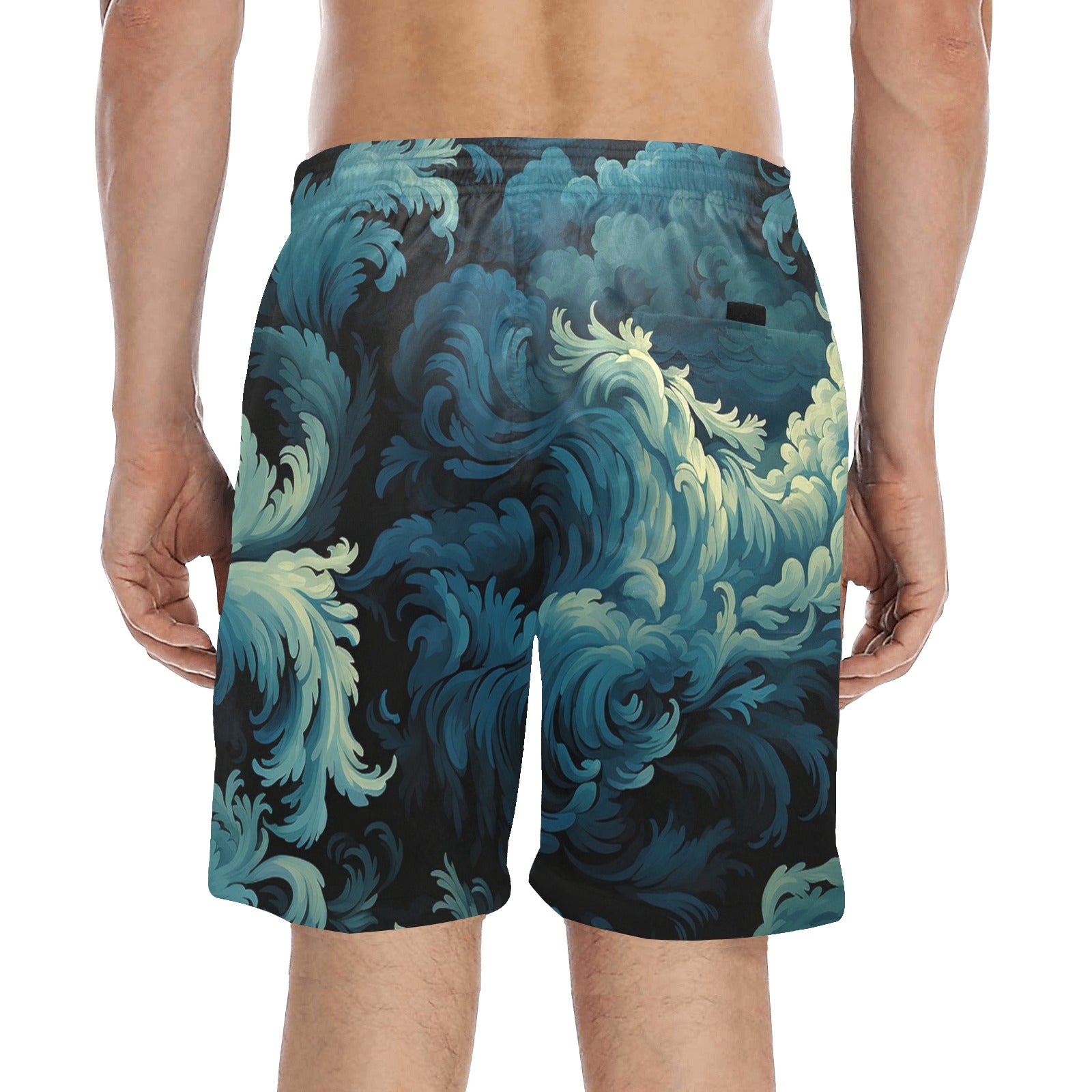 Blue Wave Beach Shorts for Men - Quick-Dry Swim Trunks with Pockets - Perfect for Swimming, Surfing, and Summer Vacations