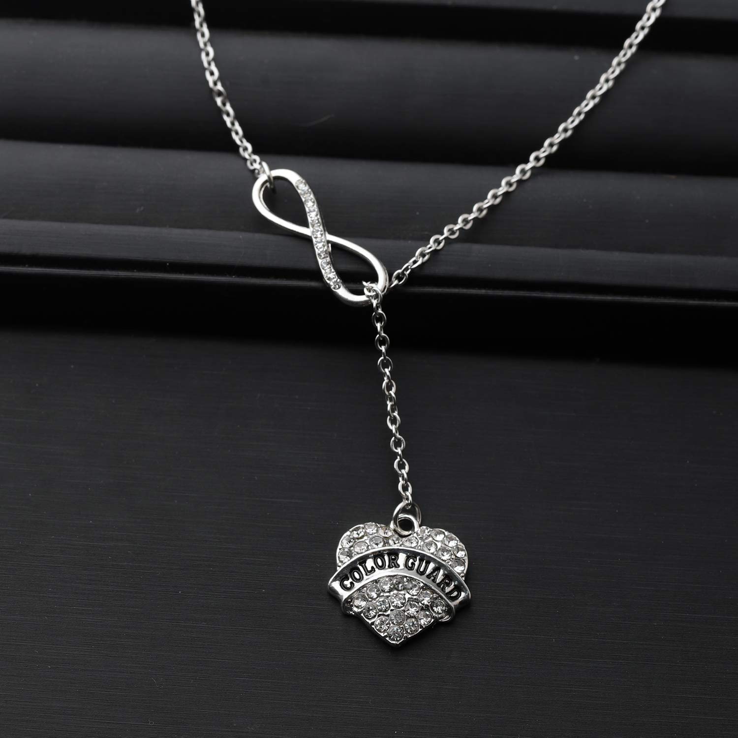 Color Guard Jewelry Set - Heart Charm Earrings & Necklace for Women, Teens & Girls - Perfect Flag Team Gifts & Performance Accessories