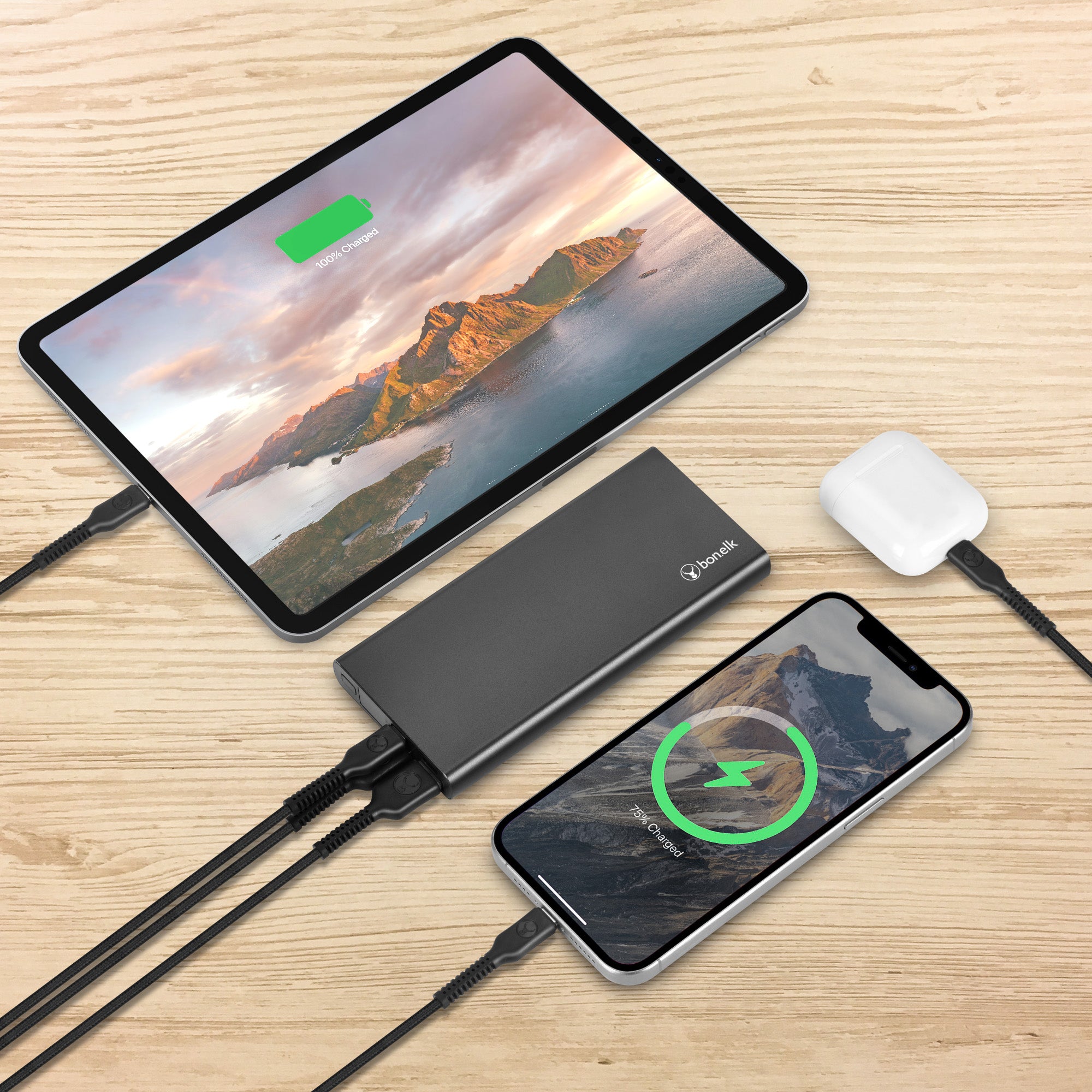Bonelk Eco Series Slim 10,000mAh Power Bank with PD20W & QC18W Fast Charging - Portable Charger for iPhone, Android, Tablets - Perfect for Travel, Camping & Emergency Backup (Black)