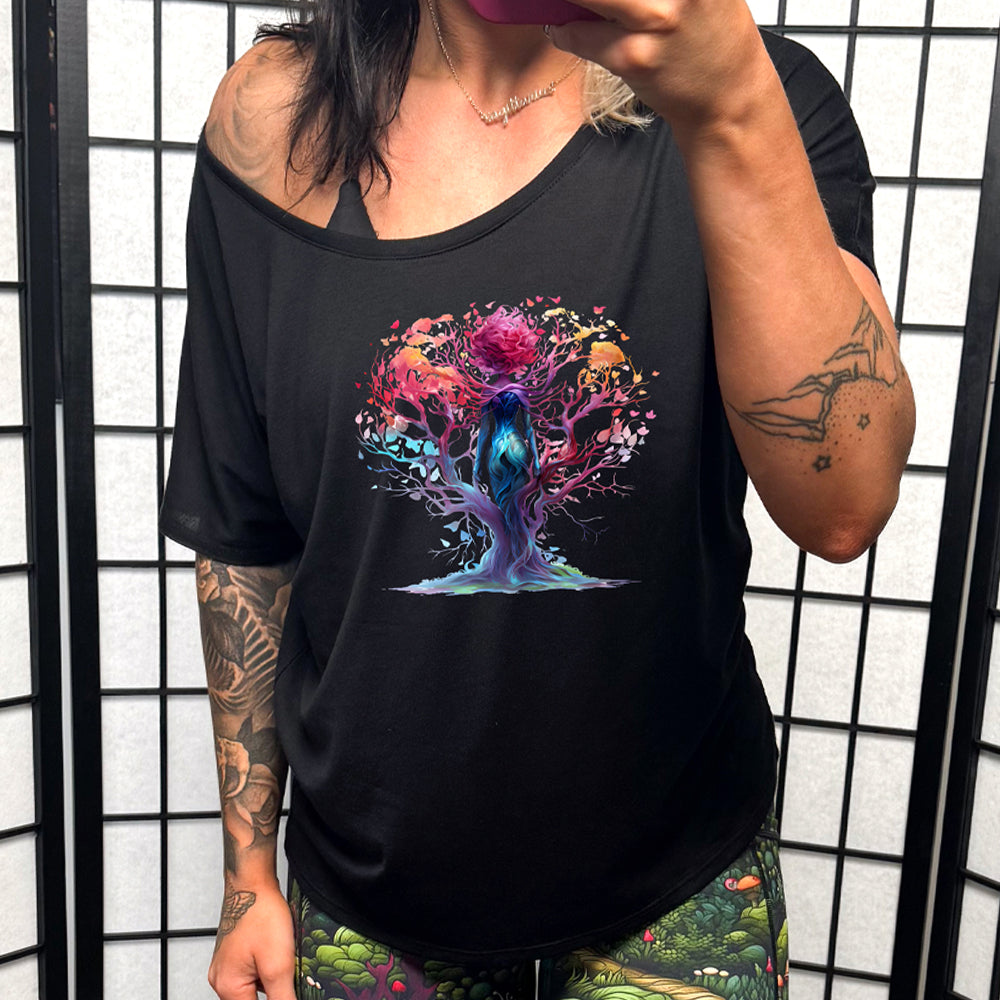Enchanted Tree Slouchy Tee - Soft Relaxed Fit Women's T-Shirt for Casual Wear & Everyday Comfort | Perfect for Weekend Outings, Lounging & Street Style