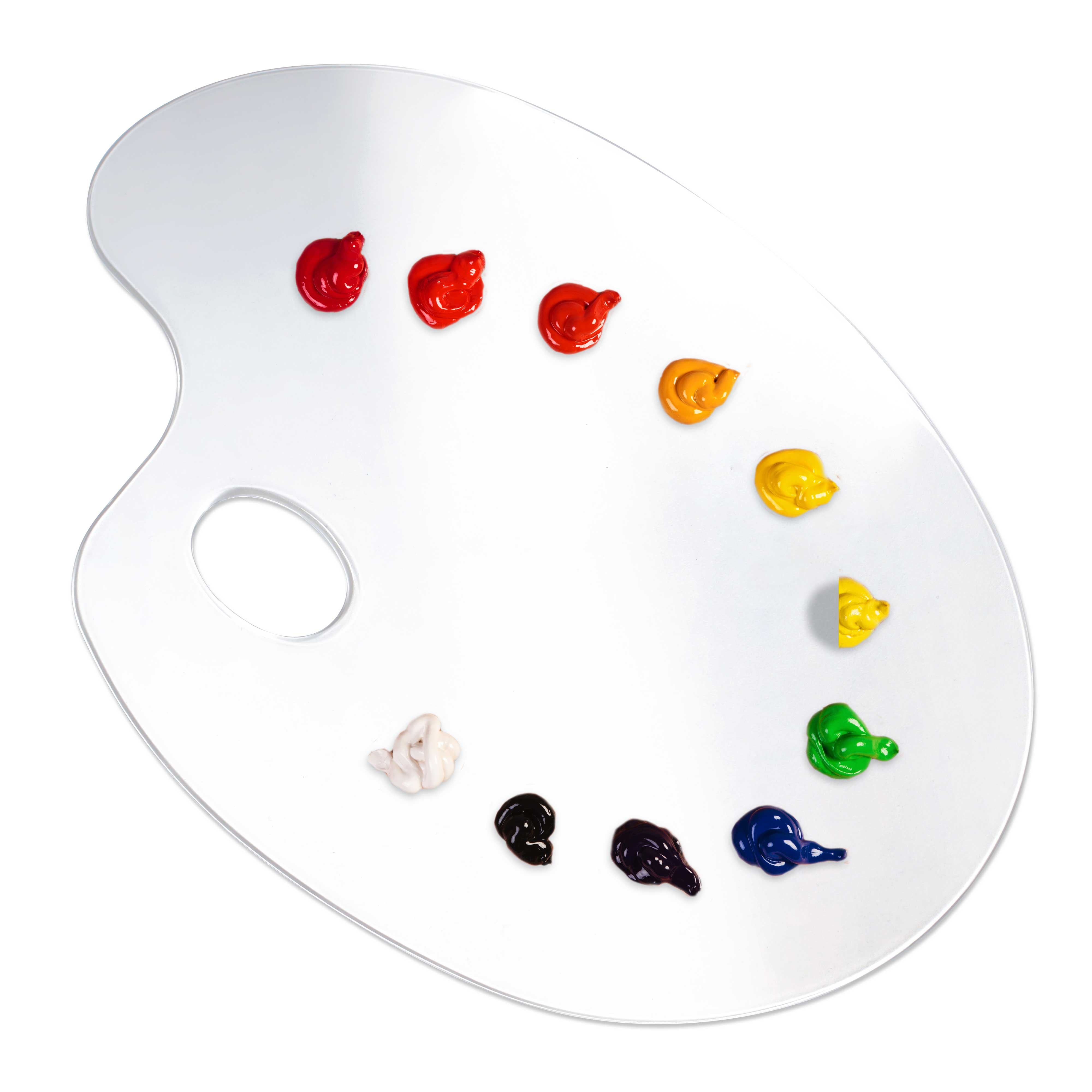 U.S. Art Supply 9.5 x 13.8 Inch Clear Oval Acrylic Painting Palette - Transparent Plastic Artist Paint Mixing Tray - Non-Stick, Easy to Clean - Perfect for Oil, Watercolor & Acrylic Painting