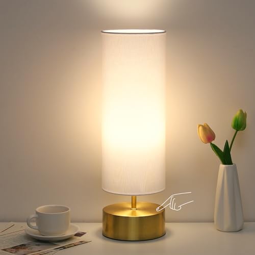 White Shade with Gold Base