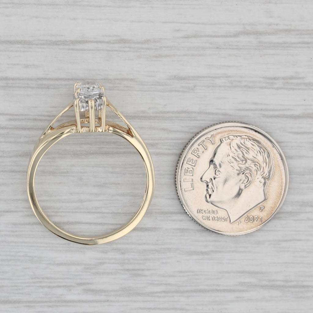 0.50ct Oval Colorless White Topaz Diamond Ring - 10k Yellow Gold Size 7 - Elegant Engagement, Wedding, Anniversary Gift for Her