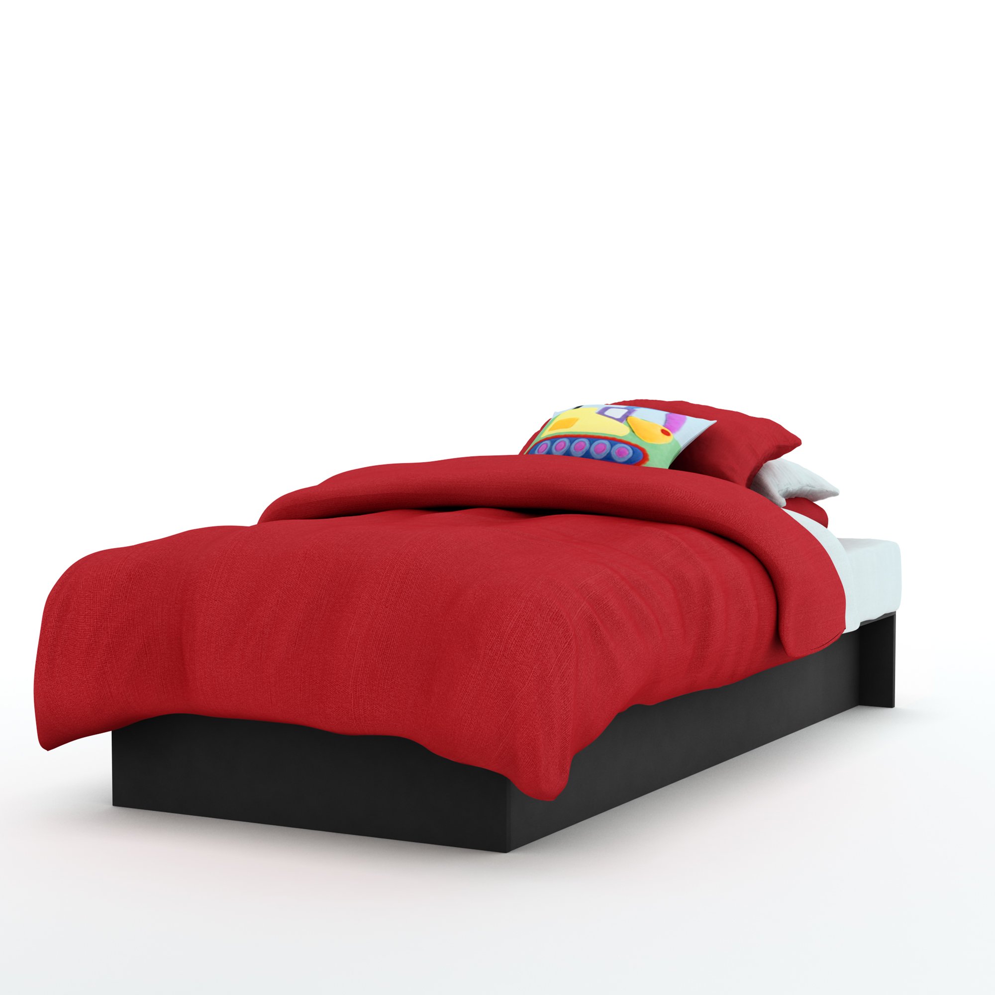 South Shore Libra Twin Size Platform Bed Frame - Pure Black Finish | Modern Minimalist Design for Kids & Teens Bedrooms | Easy Assembly & Sturdy Support
