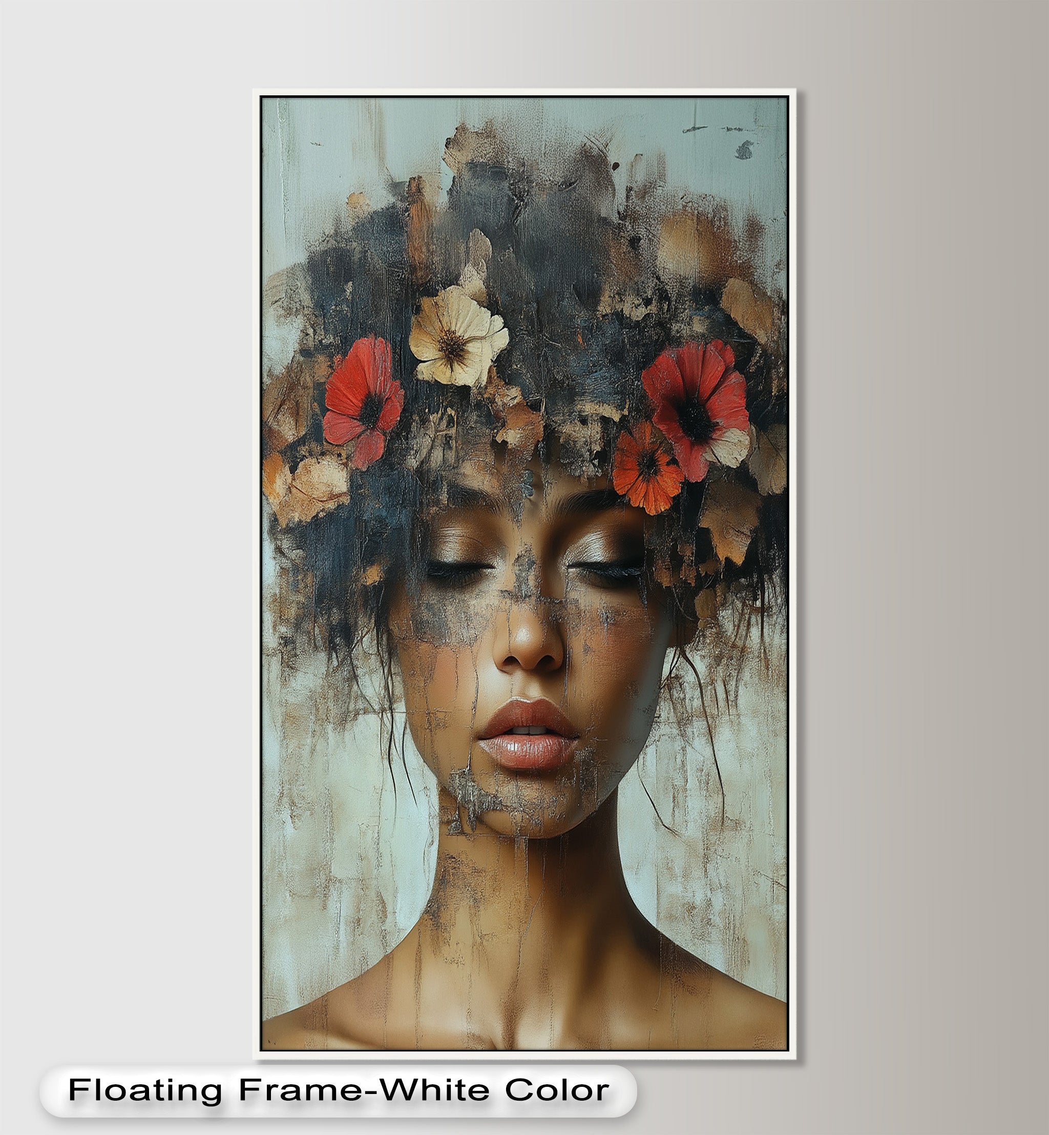 Ethereal Boho Flower Oil Painting - Autumn Reverie Wall Art for Home Decor, Living Room, Bedroom & Office | Handmade Canvas Artwork