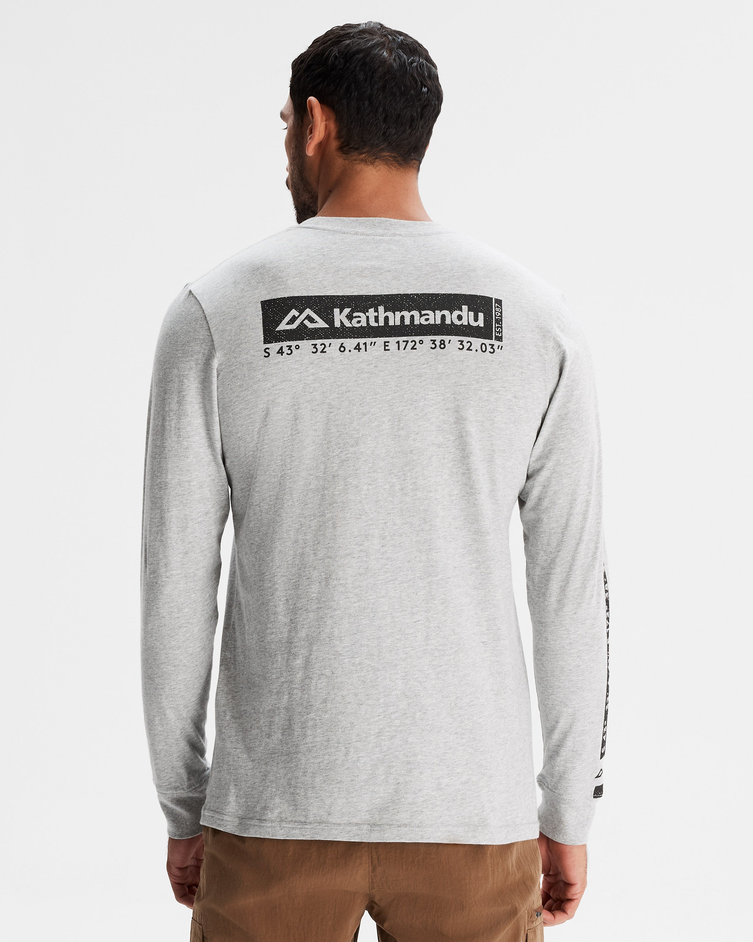Organic Cotton Men's Long Sleeve T-Shirt - Light Grey Marle - Comfortable & Eco-Friendly Casual Wear for Everyday Use