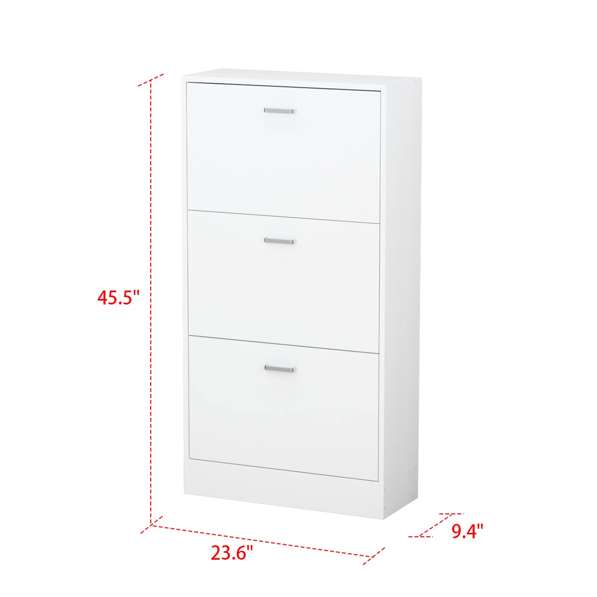 AIEGLE 3-Tier Flip Front Shoe Storage Cabinet - Freestanding Entryway Shoe Organizer with Adjustable Shelves, White Shoe Rack (23.6