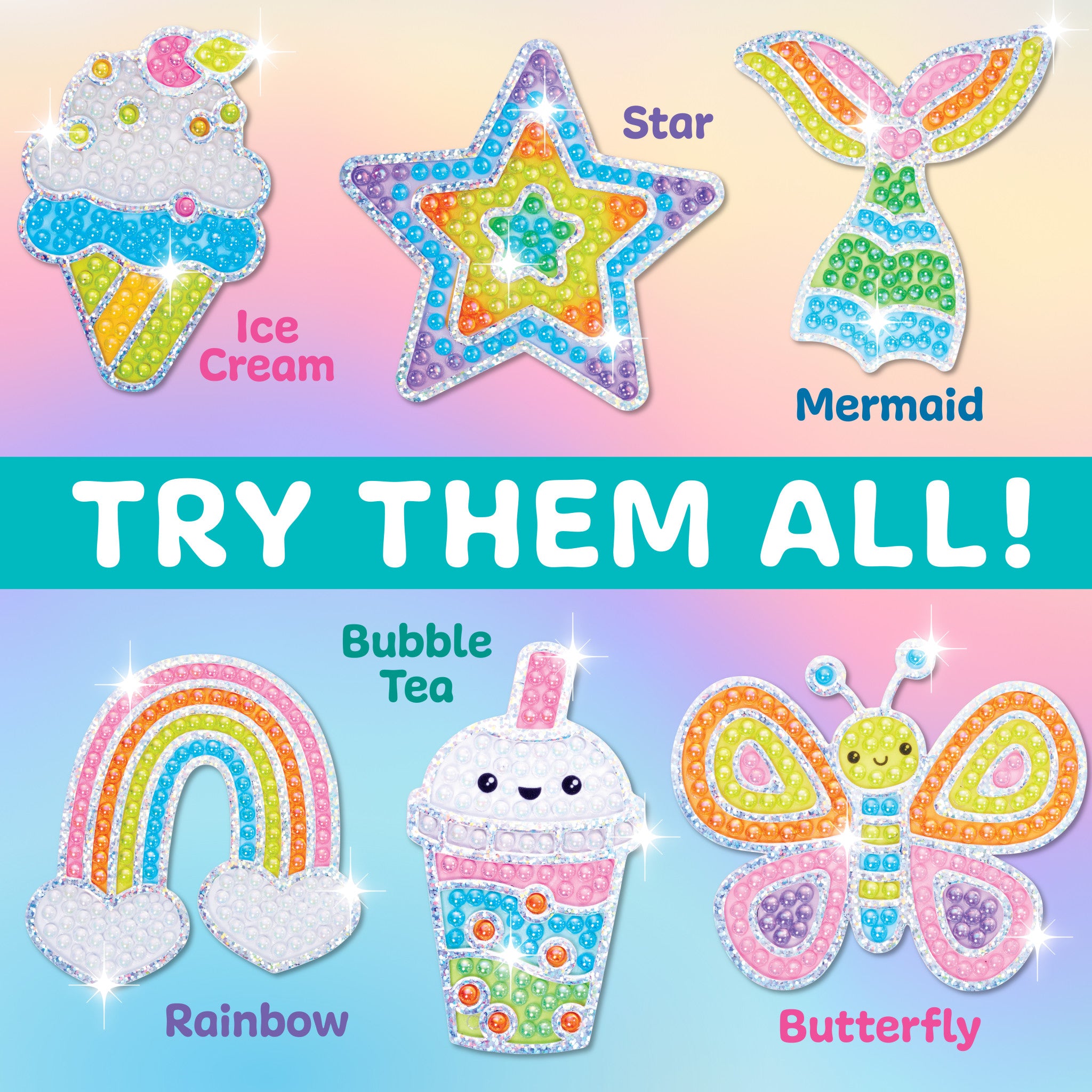 Bubble Gems™ Super Sticker Mermaid - 500+ Sparkling Sea Creature Stickers for Kids Scrapbooking, DIY Crafts, and Party Decorations