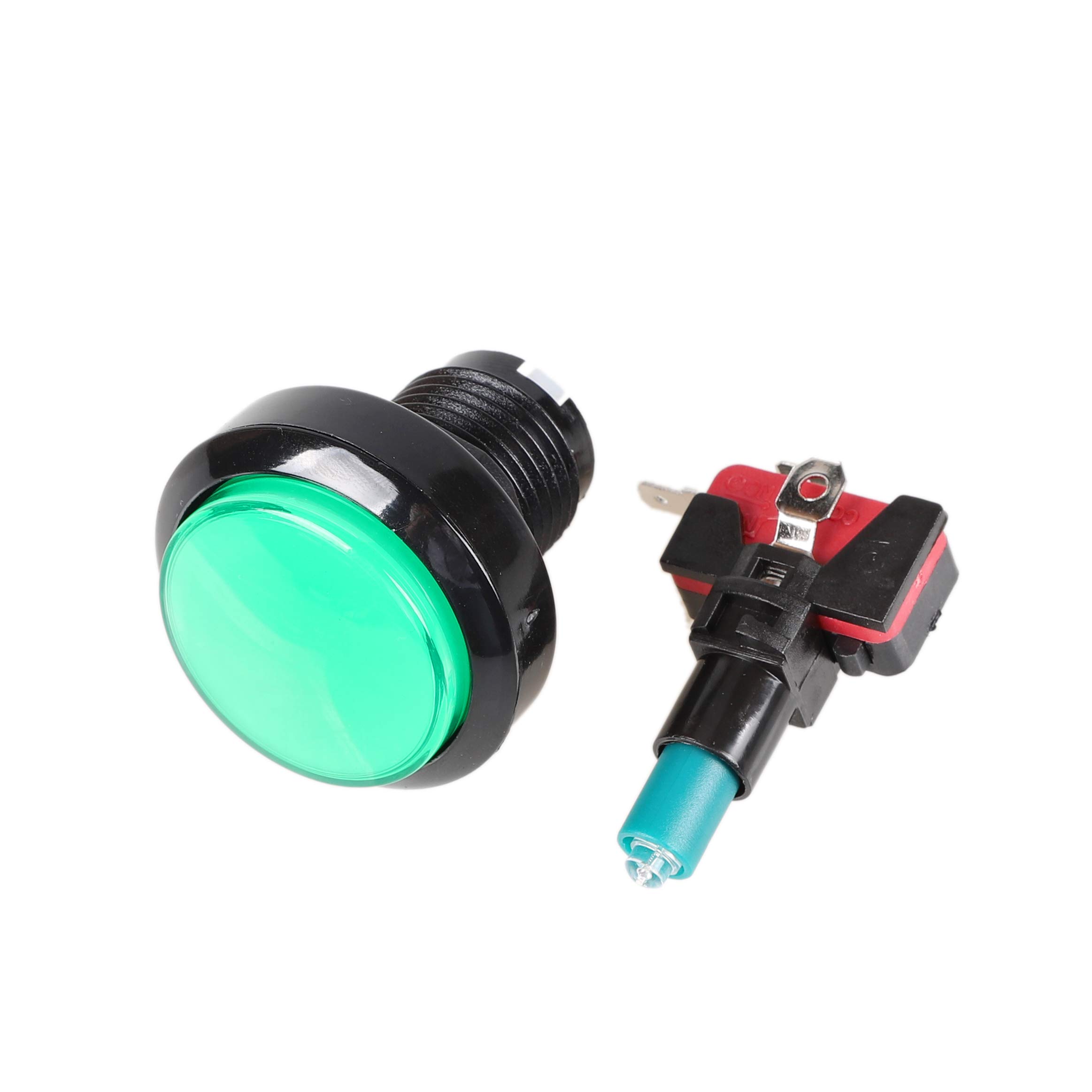 5X 45mm LED Arcade Push Buttons - Green Illuminated Game Controls for Arcade Machines, MAME Cabinets & DIY Gaming Projects - Perfect for Coin-Op Arcades, Home Gaming Setups & Retro Gaming Enthusiasts