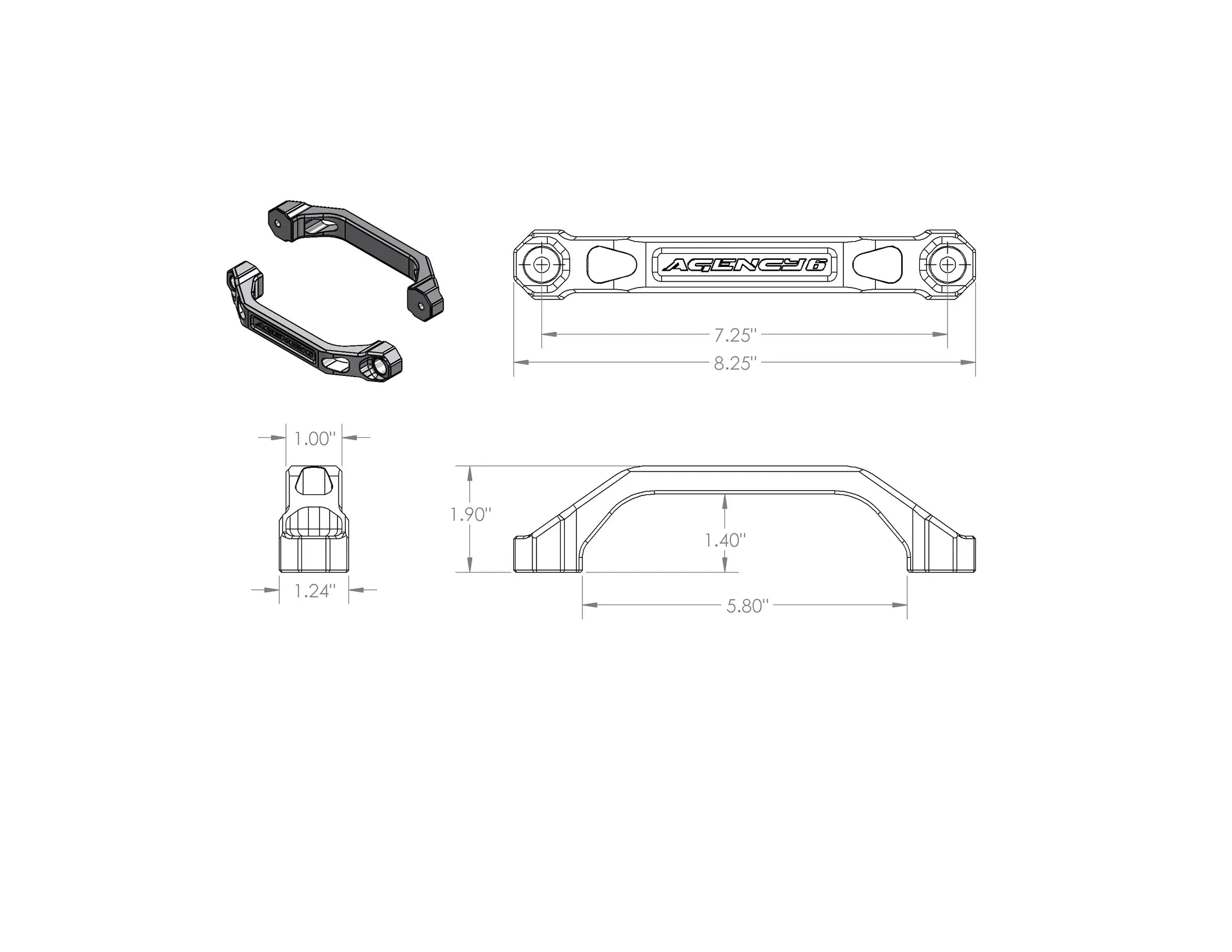 Agency 6 Billet Aluminum Grab Handles for Jeep Wrangler & Gladiator - Off-Road Adventure & Truck Accessories