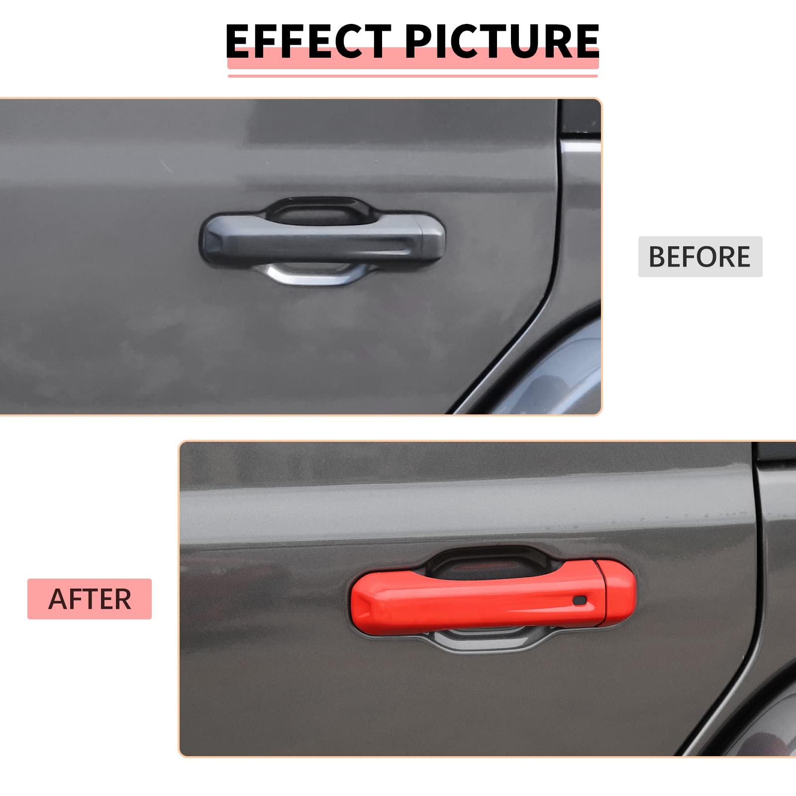 Jeep Wrangler JL JLU 2/4 Door Handle Cover & Tailgate Handle Cover Inserts - Exterior Accessories for 2018-2025 Models (Red) - Protect & Customize Your Jeep for Off-Road Adventures & Daily Driving