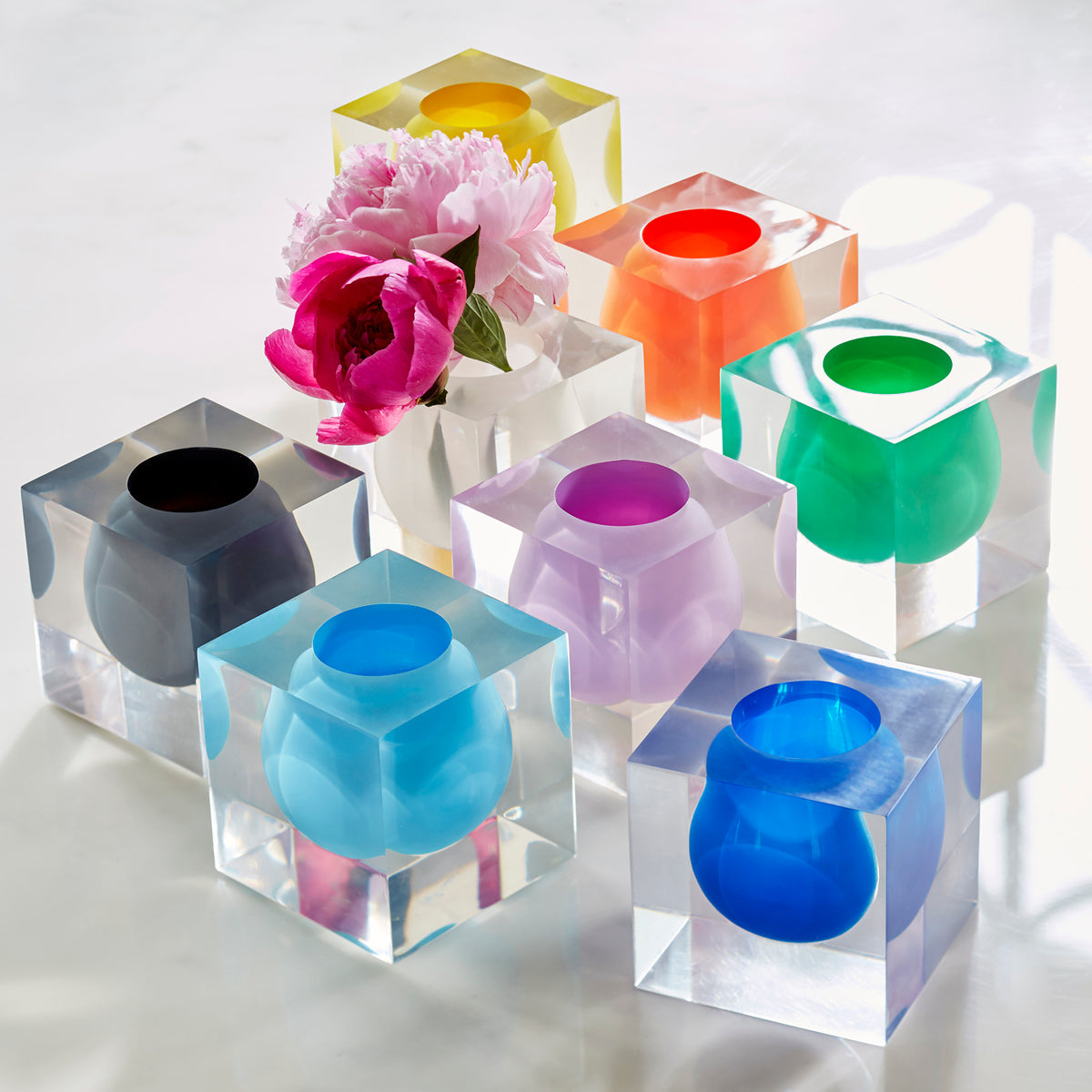 Bel Air Mini Scoop Vase - Elegant Blue Ceramic Flower Vase for Home Decor, Wedding Centerpieces & Tabletop Display