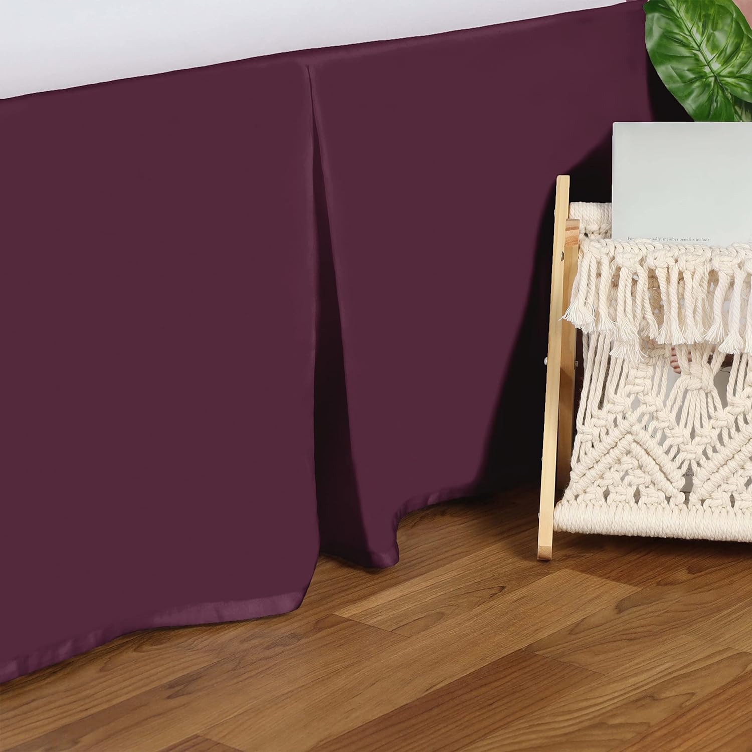 Premium Egyptian Cotton 300 Thread Count Solid Bed Skirt - Queen Size, Fitted Dust Ruffle for Elegant Bedroom Decor & Hotel-Style Luxury