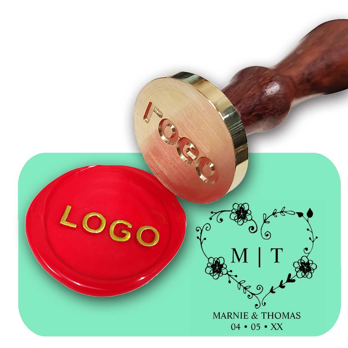 Custom Wax Seal Stamp Kit - Personalized Boho Wildflowers Heart Wax Seal for Wedding Invitations, Monogram Stationery & DIY Crafts - Perfect for Wedding Favors, Bridal Shower Gifts & Vintage Style Invites