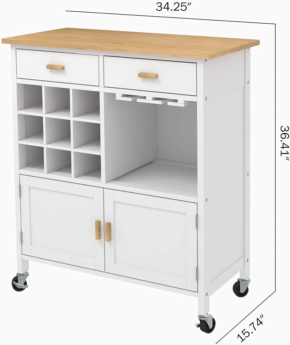 Goujxcy Rolling Kitchen Island with Storage - Mobile Kitchen Cart with Drawer, Door Cabinet & Open Shelf, Large Trolley for Dining Room, Perfect for Small Spaces & Home Organization
