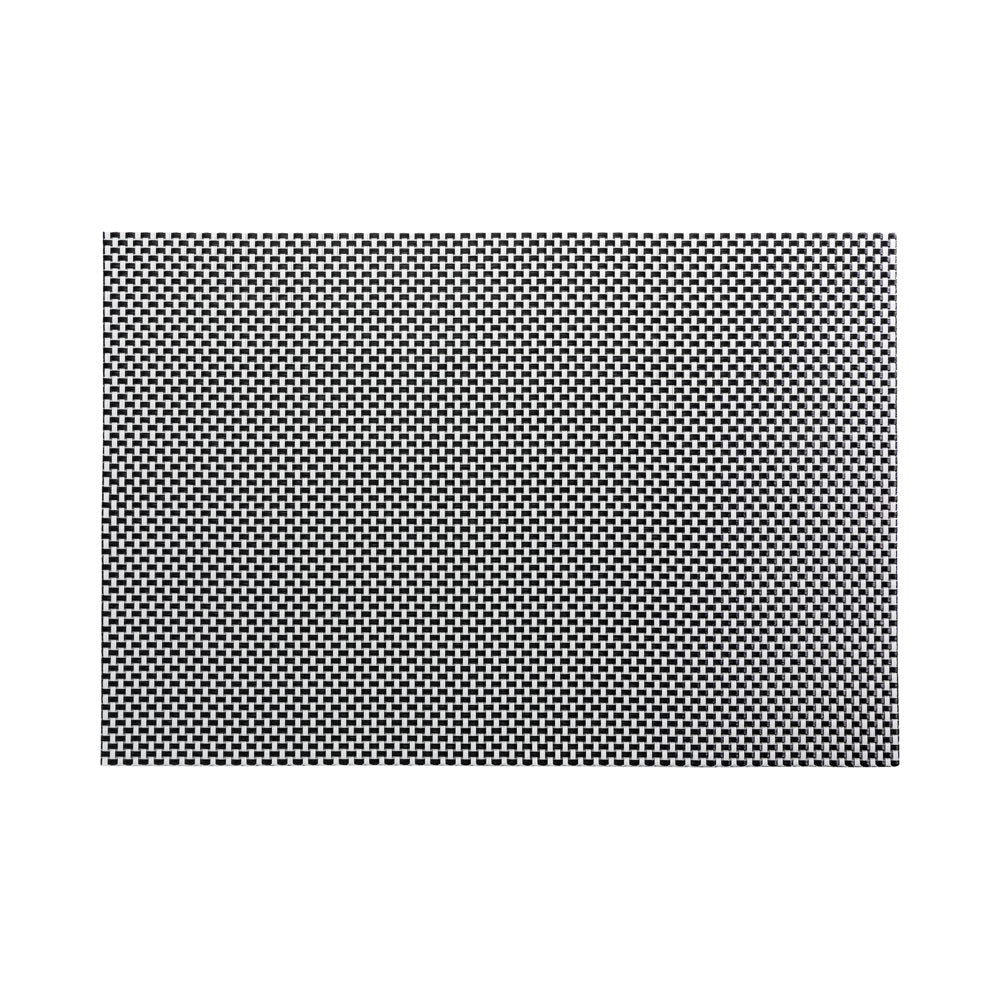 Amalfi Basketweave Black and White Vinyl Woven Placemat Set - 16