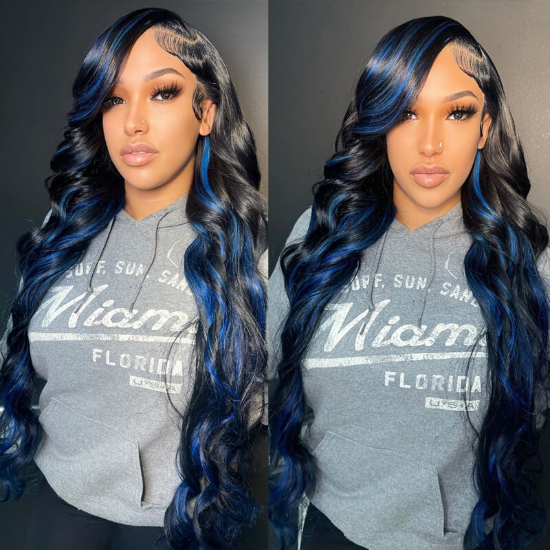 Eullair Body Wave Balayage Highlights Lace Front Wig - Rose Pink, Blue, Green Ombre Human Hair - Perfect for Cosplay, Parties & Daily Wear | @queenleora Recommended