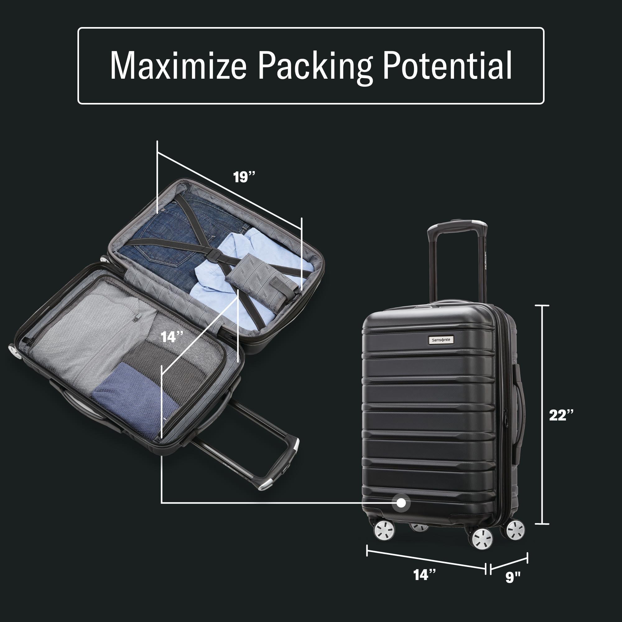 Samsonite Omni 2 Hardside Spinner Carry-On Luggage - 360° Spinner Wheels, Scratch-Resistant Polycarbonate Shell, TSA & Airline Approved, Expandable for Lightweight Travel - Lagoon Blue - Perfect for Business Trips & Weekend Getaways